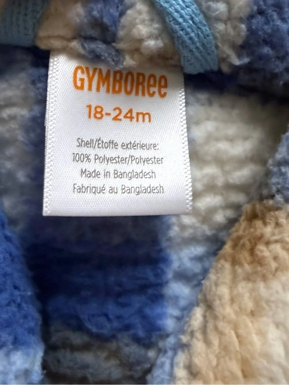 Gymboree baby Kids Plush Plaid Button-Up Jacket in Blue and Cream 18-24 months